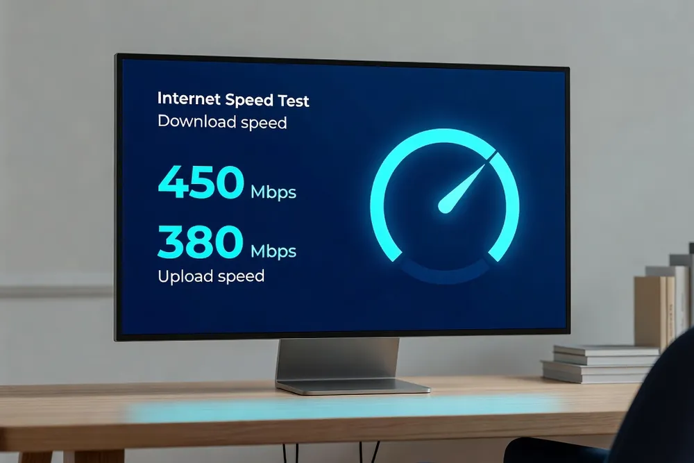 Test de vitesse de connexion internet affiché sur un écran d’ordinateur
